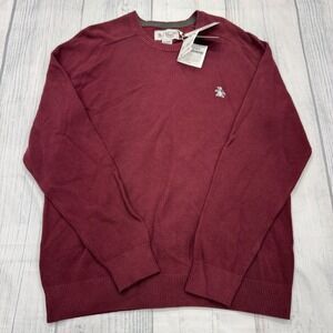 NWT Original Penguin Crewneck Sweater‎ XL Maroon Tawny Port Pullover Mens